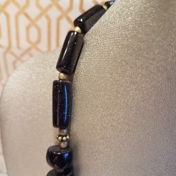 Midnight Shimmer Blue Goldstone Bead Necklace - Picture 7 of 8